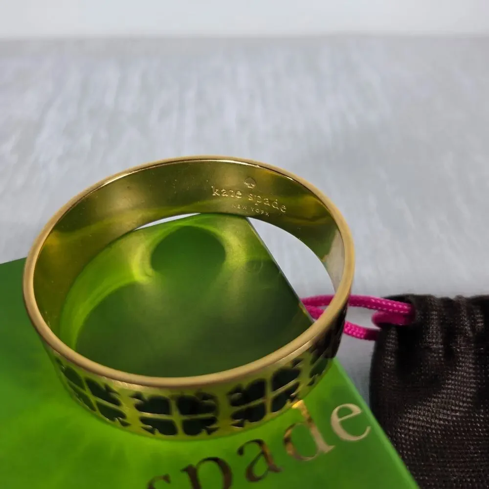 Kate Spade Play Your Cards Right Bangle Bracelet Black Goldtone - Picture 2 of 5